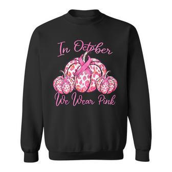 In October We Wear Pink Pumpkin Leopard Breast Cancer Sweatshirt - Thegiftio UK