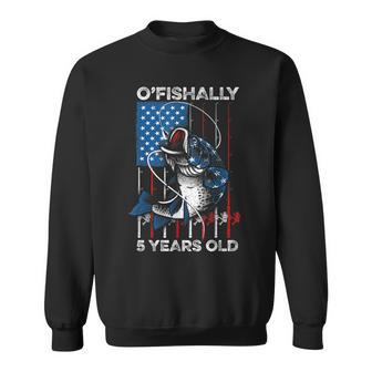 Ofishally 5 Year Old 5Th Birthday Fishing Us Flag Sweatshirt - Thegiftio UK