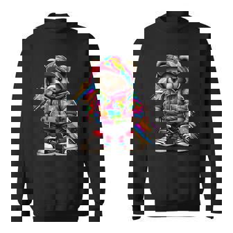 Ours En Peluche Hip Hop Coloré Urban Rap Musique Breakdance Sweater e - Cadeauxyz