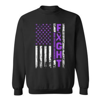 Overdose Awareness Purple Ribbon Usa Flag Drug Addiction Sweatshirt - Thegiftio UK