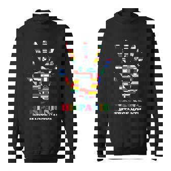Hispanic Heritage Month Retro Hand Sign All Countries Sweatshirt - Monsterry