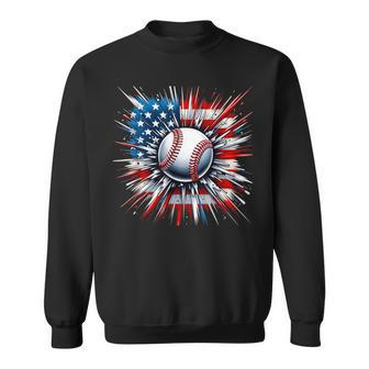Patriotic Baseball Usa American Flag Boy 4Th Of July Sweatshirt - Monsterry DE