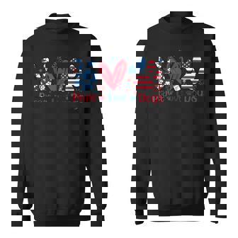 Peace Love Dog Cute Dog Paw Print American Flag 4Th Of July Sweatshirt - Monsterry