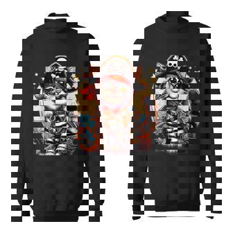 Pirate Cat Shirt Halloween Cat Jolly Roger Cat Lover Sweatshirt - Monsterry