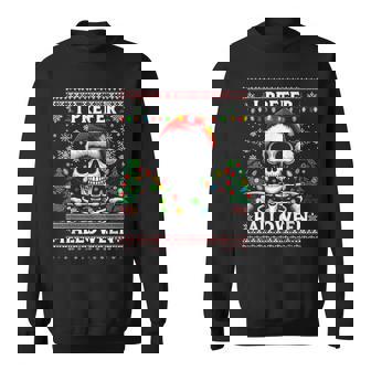 I Prefer Halloween Skeleton Ugly Christmas Skull Santa Sweatshirt | Seseable UK