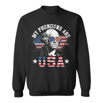 My Pronouns Are Usa 4Th Of July American Us Flag Sweatshirt - Monsterry AU