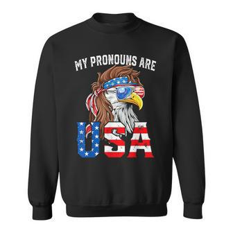 My Pronouns Are Usa Patriotic Eagle 4Th Of July Sweatshirt - Monsterry CA