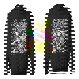 Puerto Rico Boricua Coqui Frog Taino Sun Puerto Rican Flag Sweatshirt - Thegiftio