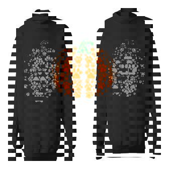 Pumpkin Dog Cat Paws Print Halloween Pet Lovers Sweatshirt - Thegiftio UK