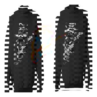 Raccoon Playing Guitar Rock Music Metal Guitar Player Sweatshirt - Thegiftio UK