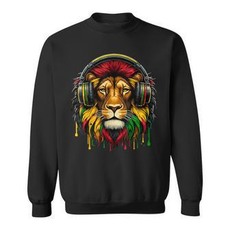 Rasta Raggae Jamaica Music Headphones Lion Of Judah Sweatshirt - Monsterry UK