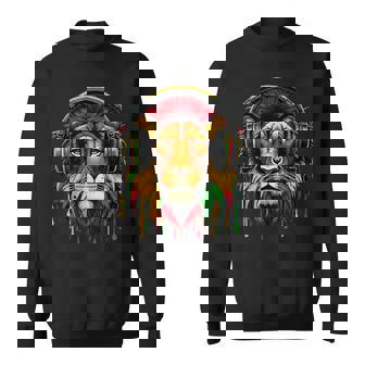 Rasta Raggae Jamaica Music Headphones Lion Of Judah Sweatshirt - Monsterry