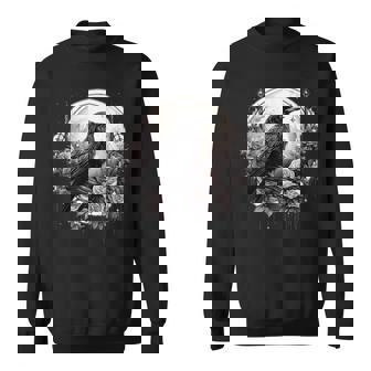 Raven Full Moon Gothic Witchy Crow Roses Mystical Sweatshirt | Seseable UK