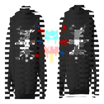 RED WHITE & BLUE POPSICLE CAT 4th Of July Premium Sweatshirt - Monsterry