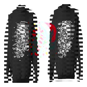 Red And White Candy Cane Santa Christmas Xmas Lights Sweatshirt - Thegiftio UK