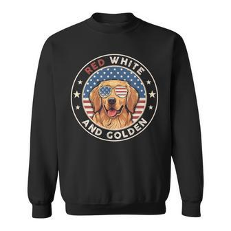 Red White Golden Retriever American Flag 4Th Of July Sweatshirt - Monsterry CA