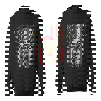 Reindeer Camo American Flag Christmas Pajama X-Mas Veteran Sweatshirt - Monsterry