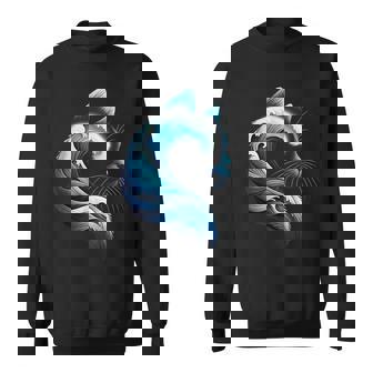 Retro Blue Wave Of Cat Ladies Blue Cats Wave For Kamala Sweatshirt | Mazezy