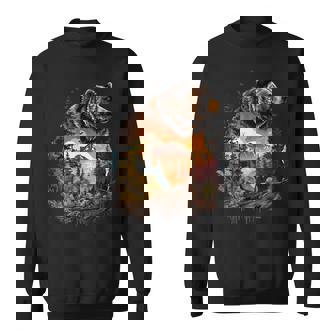 Retro Mountain Nature Animal Wildlife Forest Outdoors Bear Sweatshirt | Seseable UK
