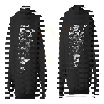 Rock Cat Playing Guitar Guitar Cat Sweatshirt - Thegiftio