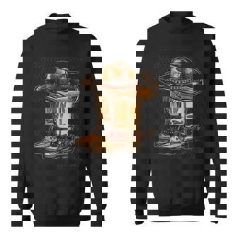 Rodeo Bull Riding Hat Line Dance Boots Cowboy Sweatshirt - Thegiftio