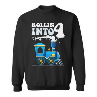 Rollin' Into 4 Train 4Th Birthday Party Four Years Old Boys Sweatshirt - Thegiftio UK