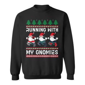 Running With My Gnomies 5K Fun Run Christmas Family Runner Sweatshirt - Monsterry