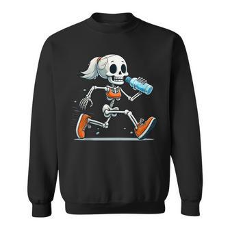 Running Skeleton Halloween Costume Spooky Runners Lover Sweatshirt - Thegiftio UK