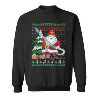 Santa Claus In Fireman Costume Ugly Christmas Sweater Men Sweatshirt - Thegiftio UK