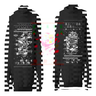 Santa Claus Flying Airplane Ugly Christmas Sweater Xmas Sweatshirt | Mazezy