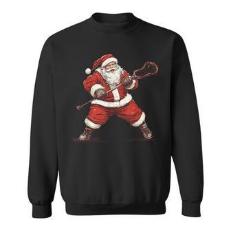 Santa Playing Lacrosse Lacrosse Lax Player Christmas Sweatshirt - Thegiftio UK