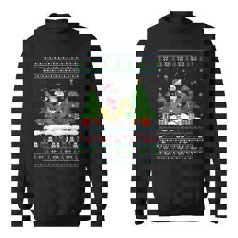 Santa Riding Kiwi Bird Tree Lights Ugly Christmas Sweater Sweatshirt | Mazezy