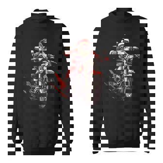 Santa Riding A Motorcycle Biker Motorcycle Lover Xmas Pajama Sweatshirt - Monsterry
