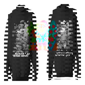 Santa Sunglasses Xmas Beach Tropical Christmas In July Sweatshirt - Monsterry