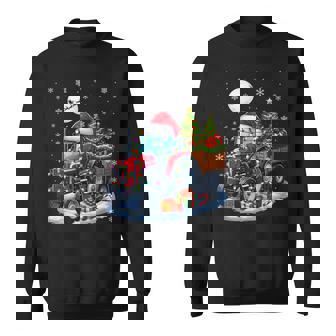 Santa Tractor Colorful Lights Christmas Farmer Driving Sweatshirt | Seseable UK