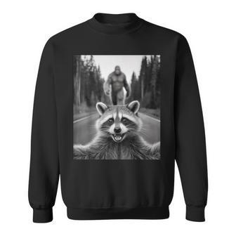 Scared Raccoon Selfie With Sasquatch Bigfoot Raccoon Sweatshirt - Thegiftio UK