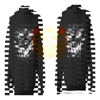 Scary Jack O Lantern Face Carved Pumpkin Halloween Costume Sweatshirt - Monsterry
