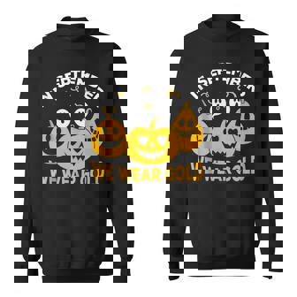 In September We Wear Gold Scary Pumpkin And Ghosts Costume Sweatshirt - Monsterry