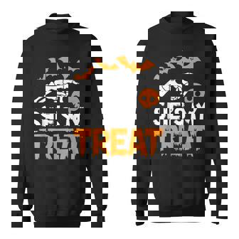She's My Treat Halloween Matching Couple Costumes Sweatshirt | Mazezy
