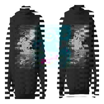 Skateboarding Ghost Summerween Just Waiting For Halloween Sweatshirt - Monsterry
