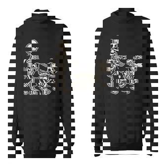 Skeleton With Dog Walking Halloween Costume Skull Sweatshirt - Monsterry