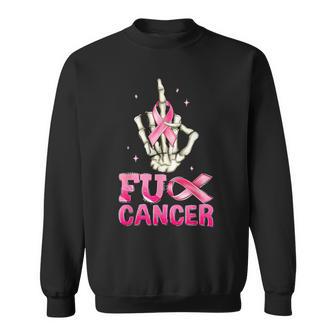 Skeleton Hand Fuck Cancer Breast Cancer Awareness Warrior Sweatshirt - Thegiftio UK