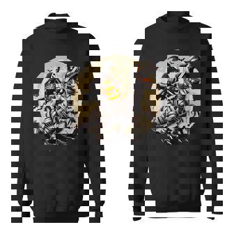 Skeleton Riding Mummy Dinosaur T Rex Pumpkin Halloween Sweatshirt - Thegiftio UK