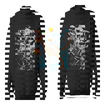 Skeleton Riding Mummy Pumpkin T Rex Dinosaur Halloween Sweatshirt - Thegiftio UK