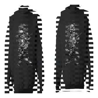 Skeleton Rocker With Guitar Skeleton Playing Guitar Sweatshirt | Seseable UK