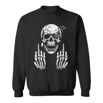 Skull Skeleton Middle Finger Adult Humour F You Sweatshirt - Geschenkecke