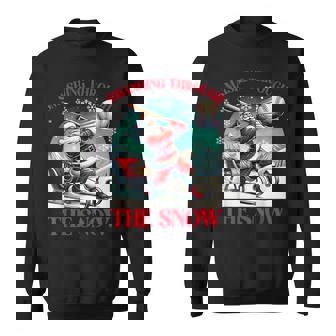 Smashing Through The Snow Santa Play Baseball Player Sleigh Sweatshirt - Thegiftio UK