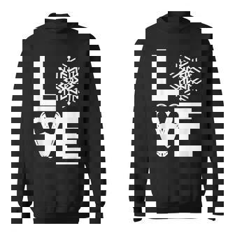 Snowshoe Lover Snowshoeing The Word Love Sweatshirt - Monsterry