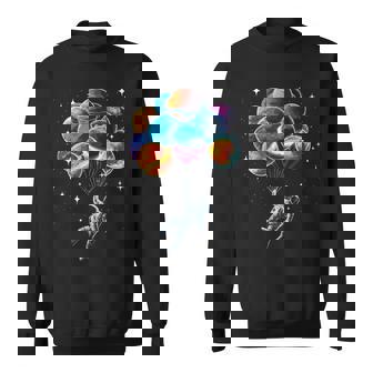Space Astronaut Holding Planet Balloons Space Sweatshirt - Thegiftio UK