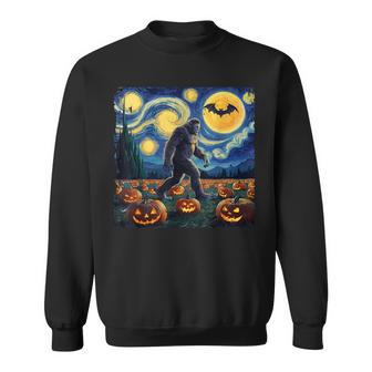 Spooky Halloween Bigfoot Starry Night Van Gogh Sweatshirt - Thegiftio UK